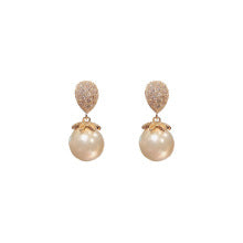 Rain Drop Crystal Bloom Pearl Drop Earrings JLT13022