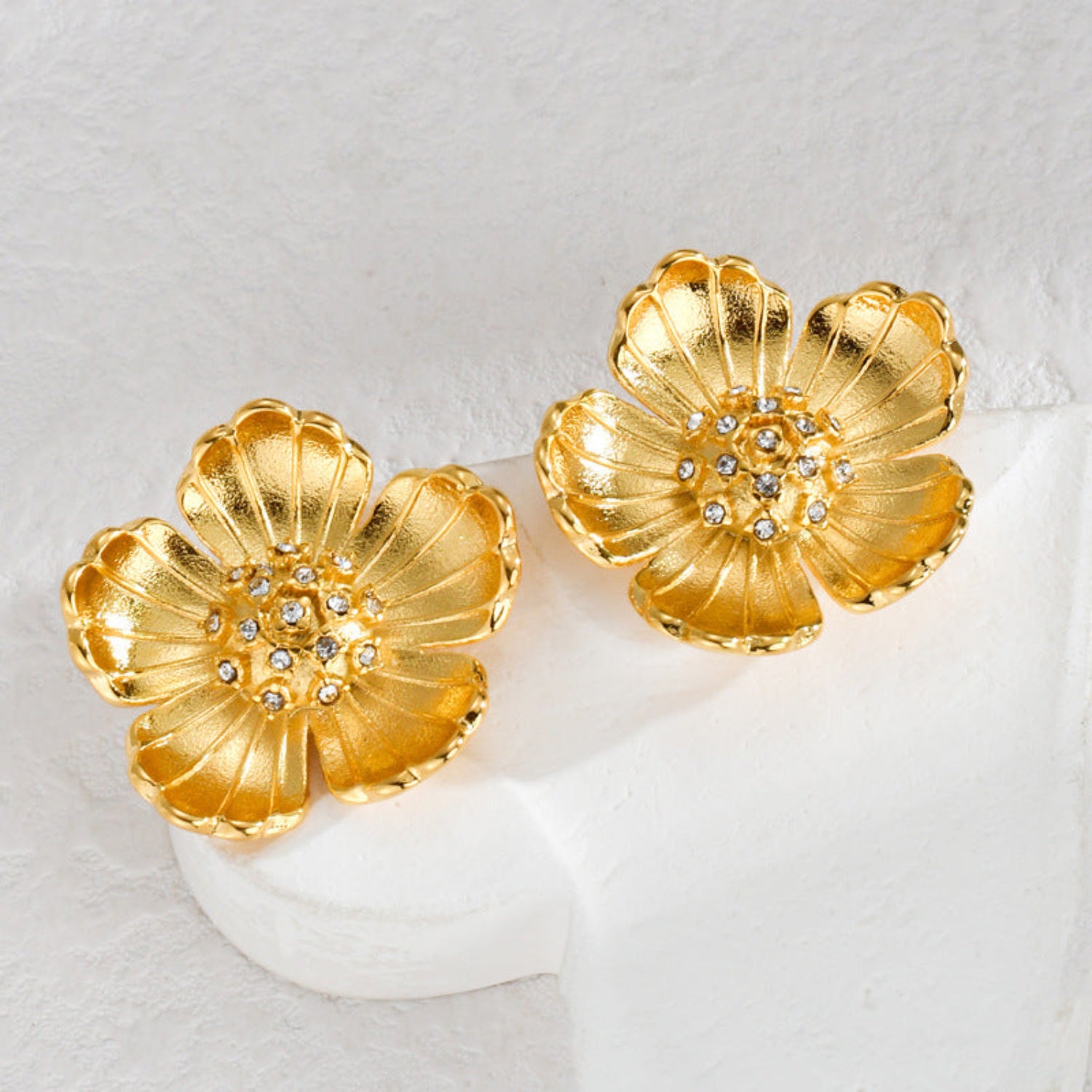 Radiant Golden Blossom Stud Earrings JLT13072