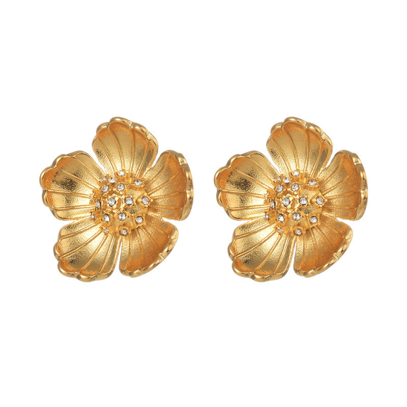 Radiant Golden Blossom Stud Earrings JLT13072