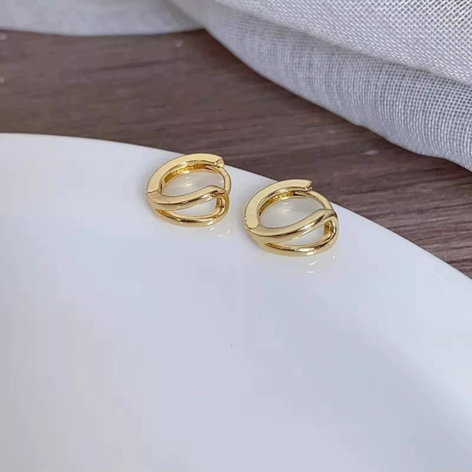 Gold Double Loop Hoop Earrings JLT13524