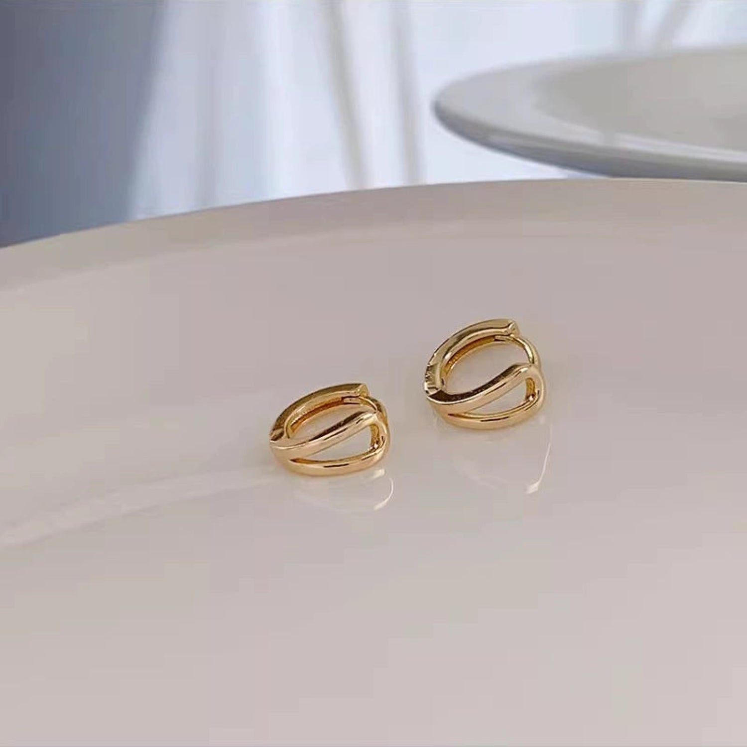 Gold Double Loop Hoop Earrings JLT13524
