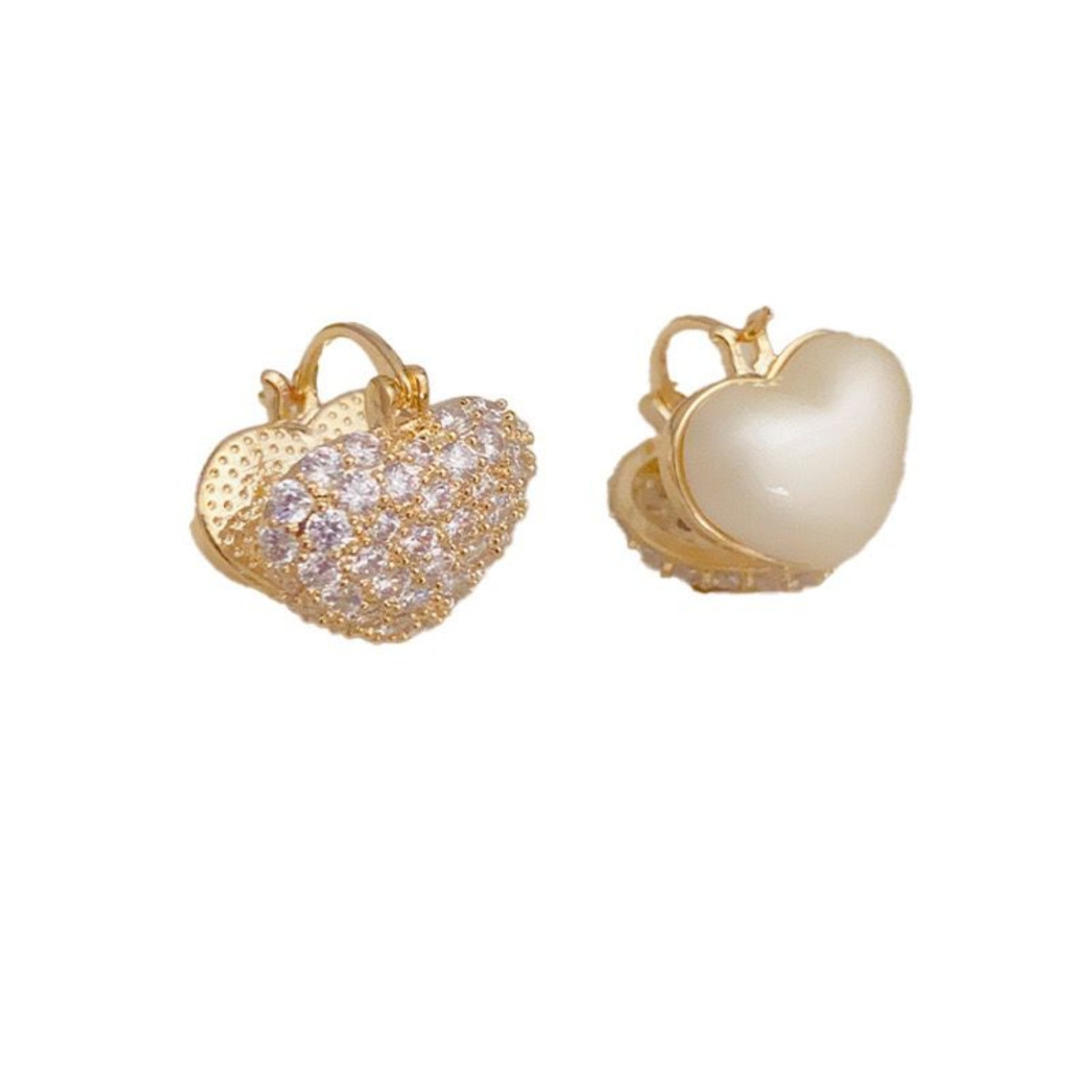 White Crystal Heart Huggie Earrings JLT13525