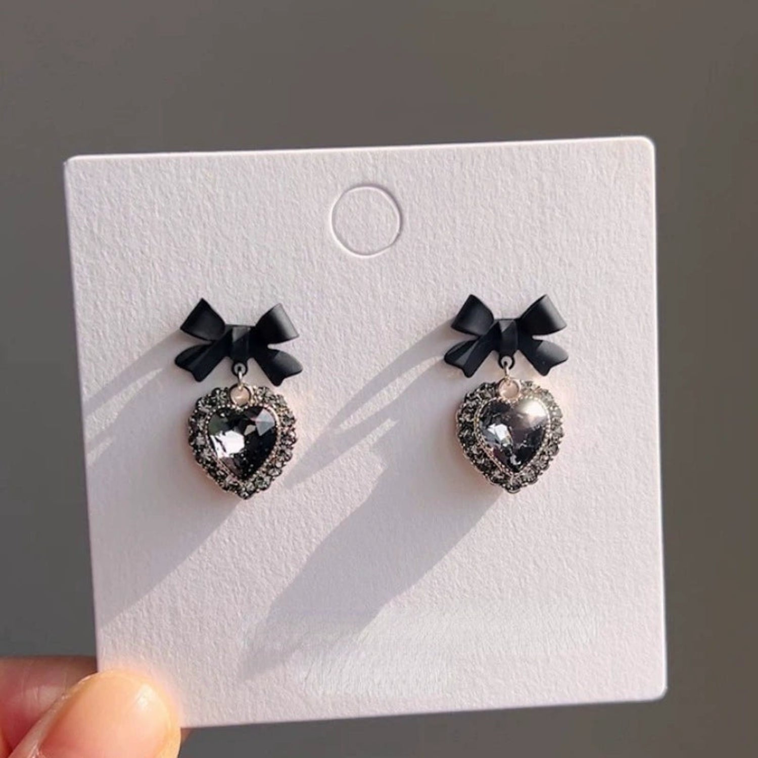 Black Bow Heart Drop Earrings JLT13526