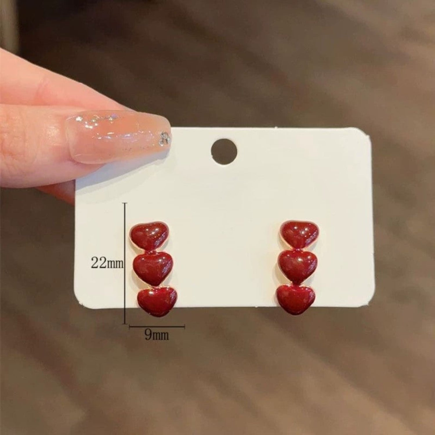 Red Triple Heart Stud Earrings JLT13528