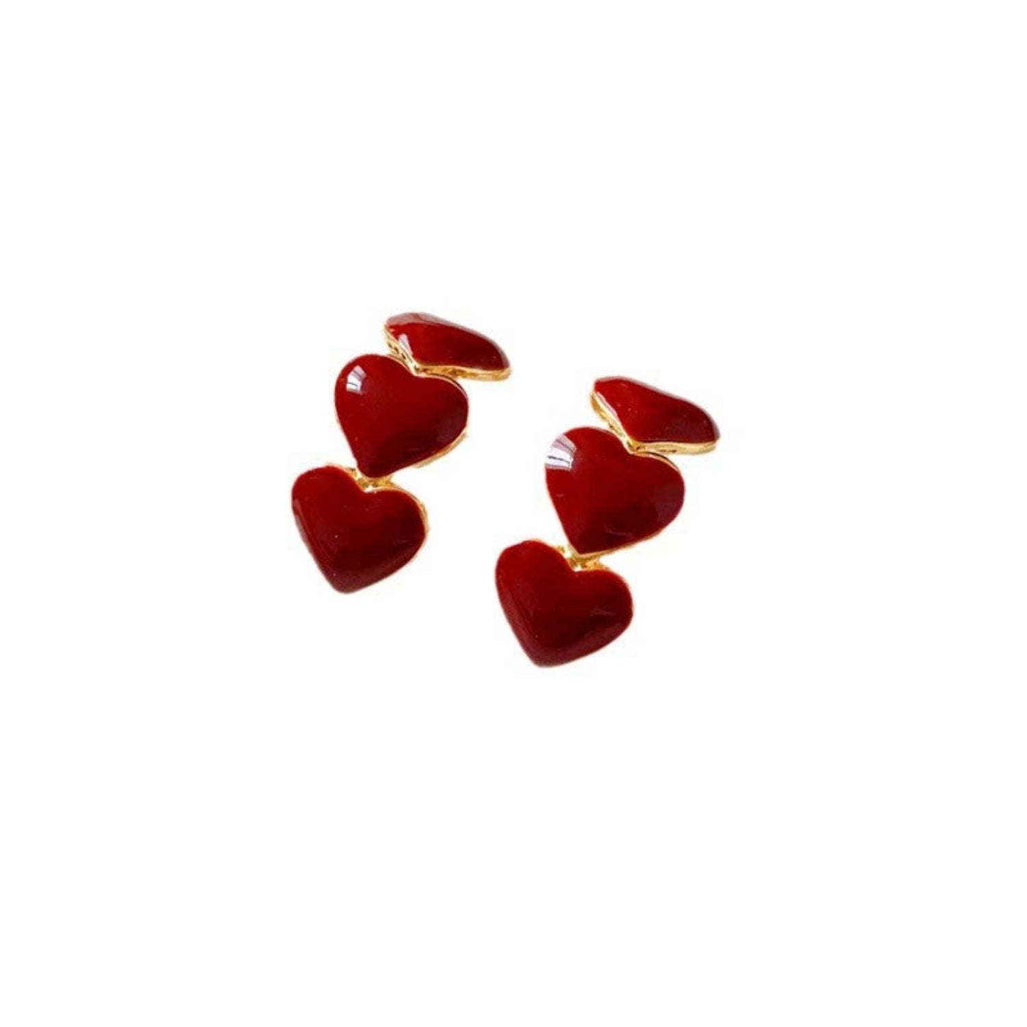 Red Triple Heart Stud Earrings JLT13528