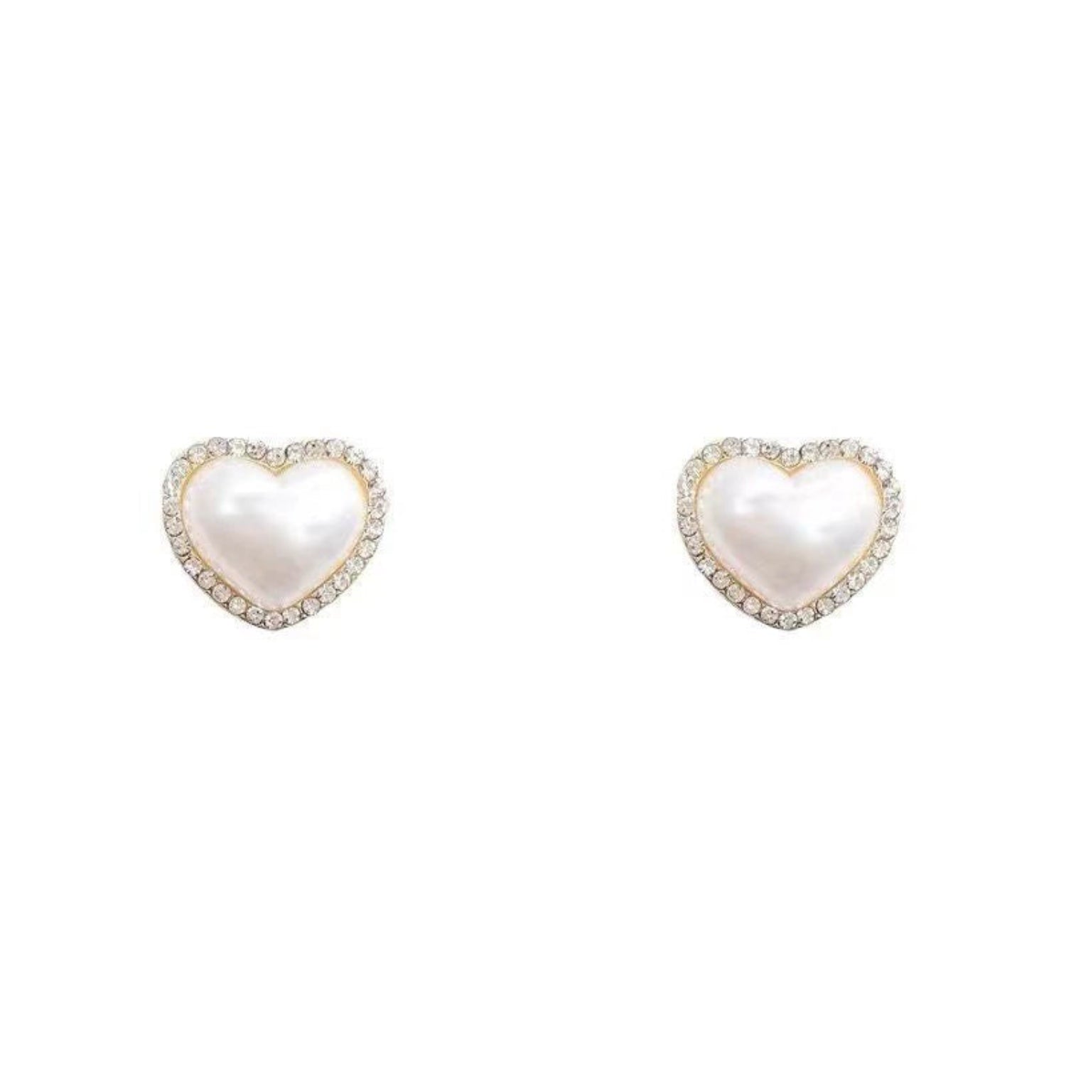 Crystal Framed Pearl Heart Earrings JLT13531