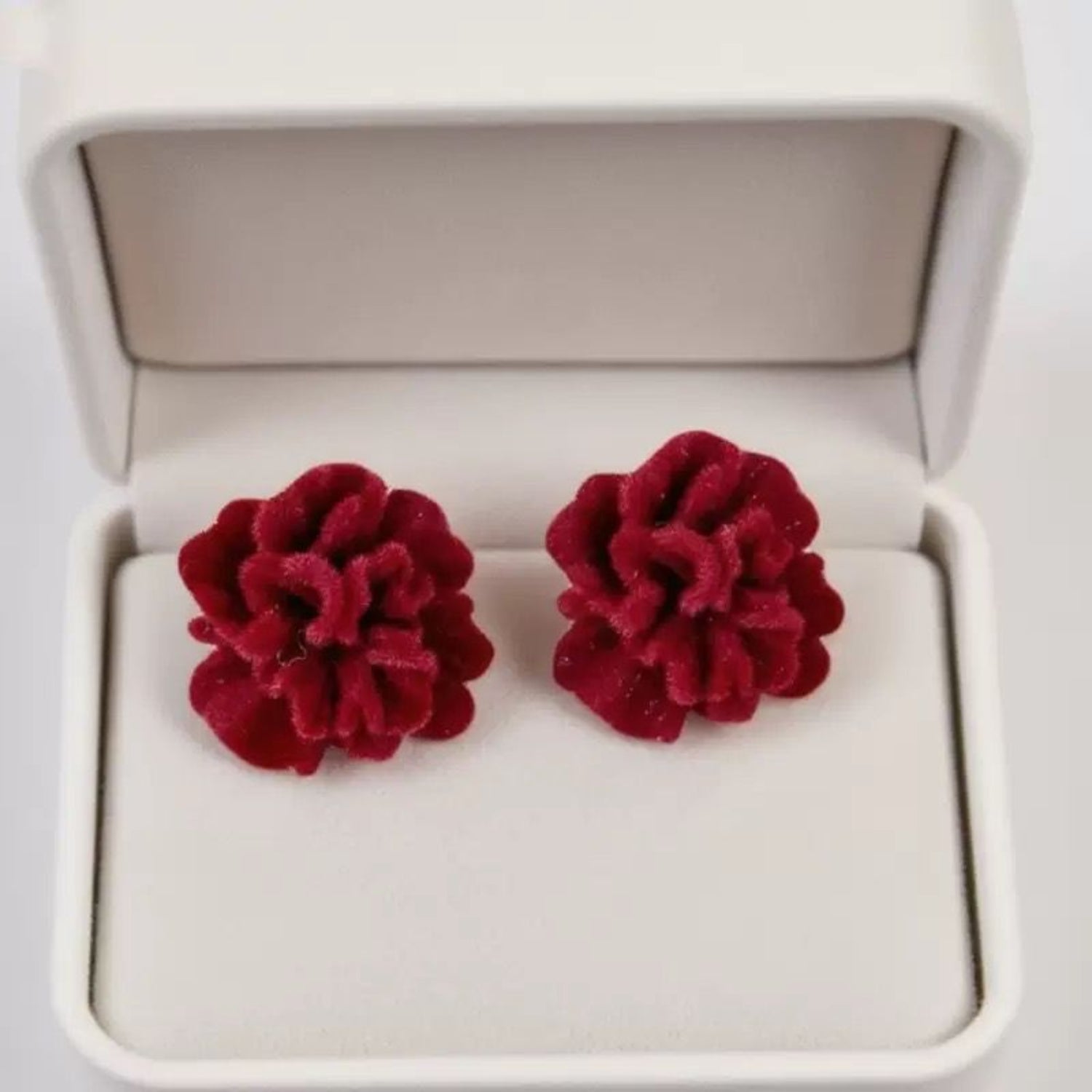 Velvet Red Rose Stud Earrings JLT13532