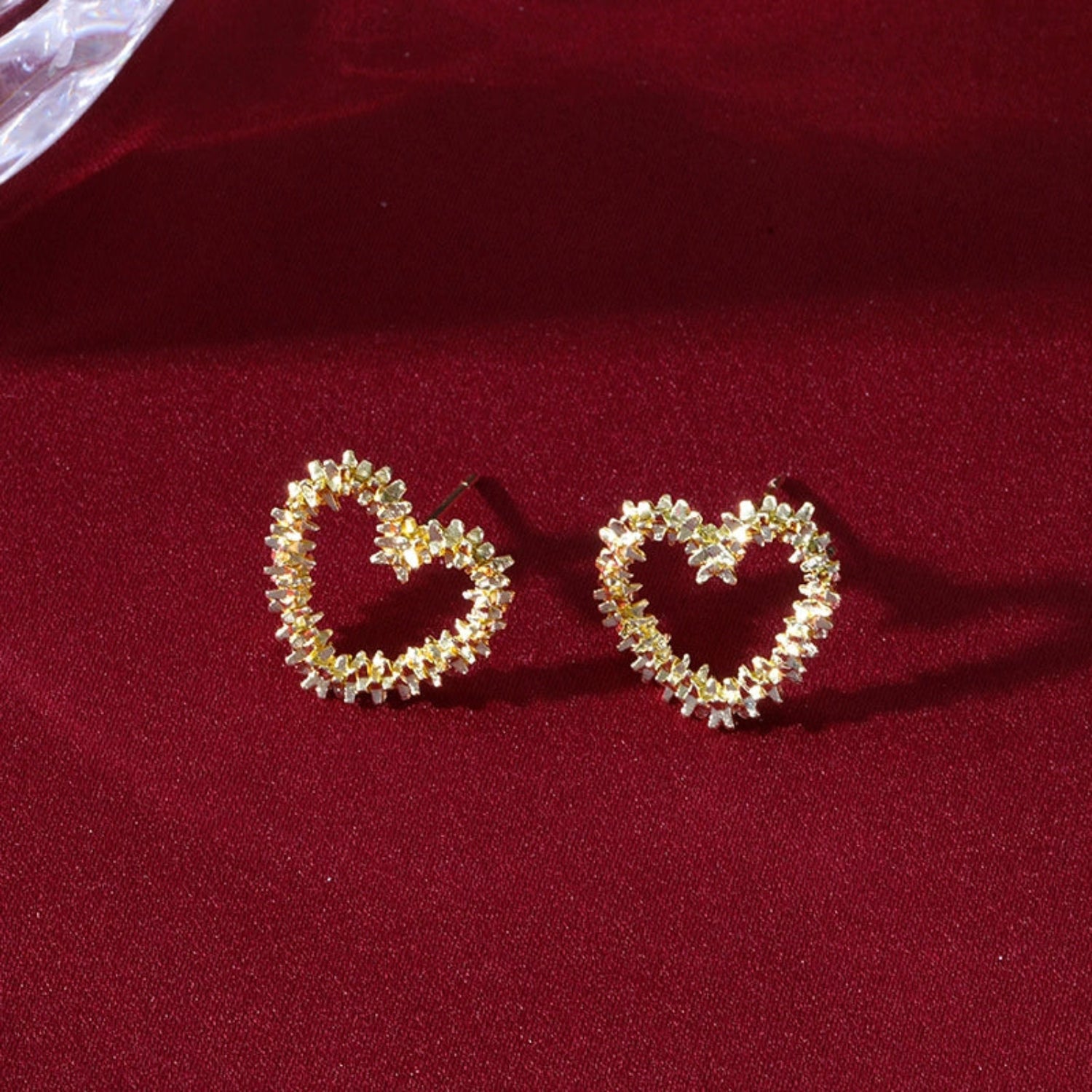 Gold Textured Open Heart Studs JLT13533