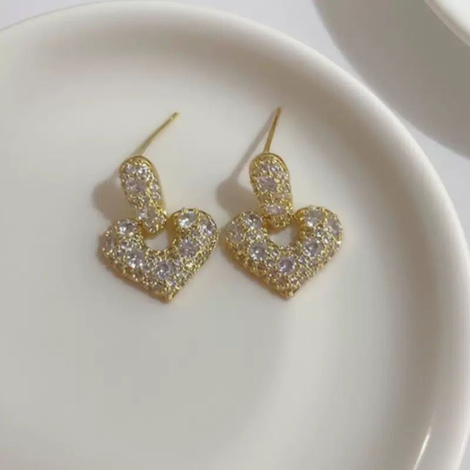 Full Pave Crystal Heart Earrings JLT13535