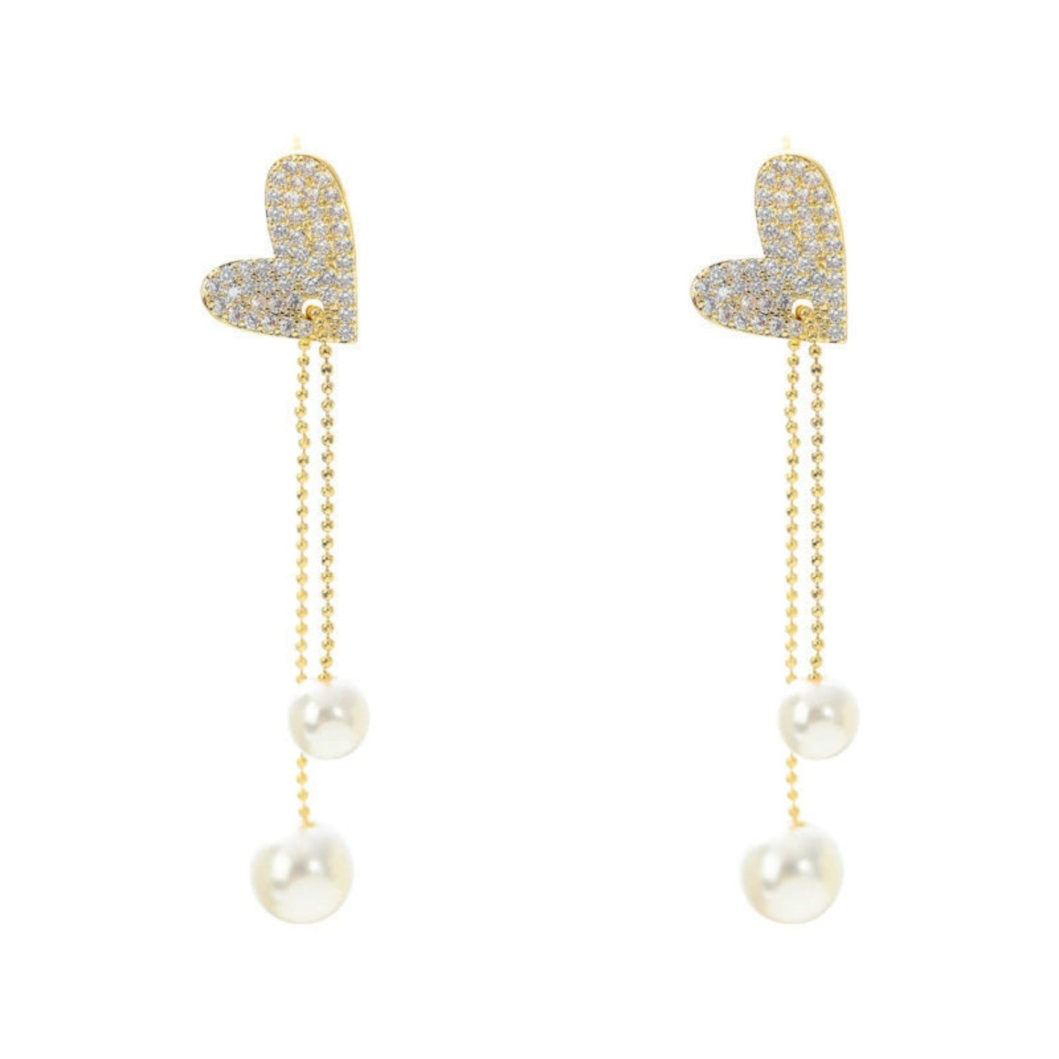Crystal Heart Bow Drop Earrings JLT13542