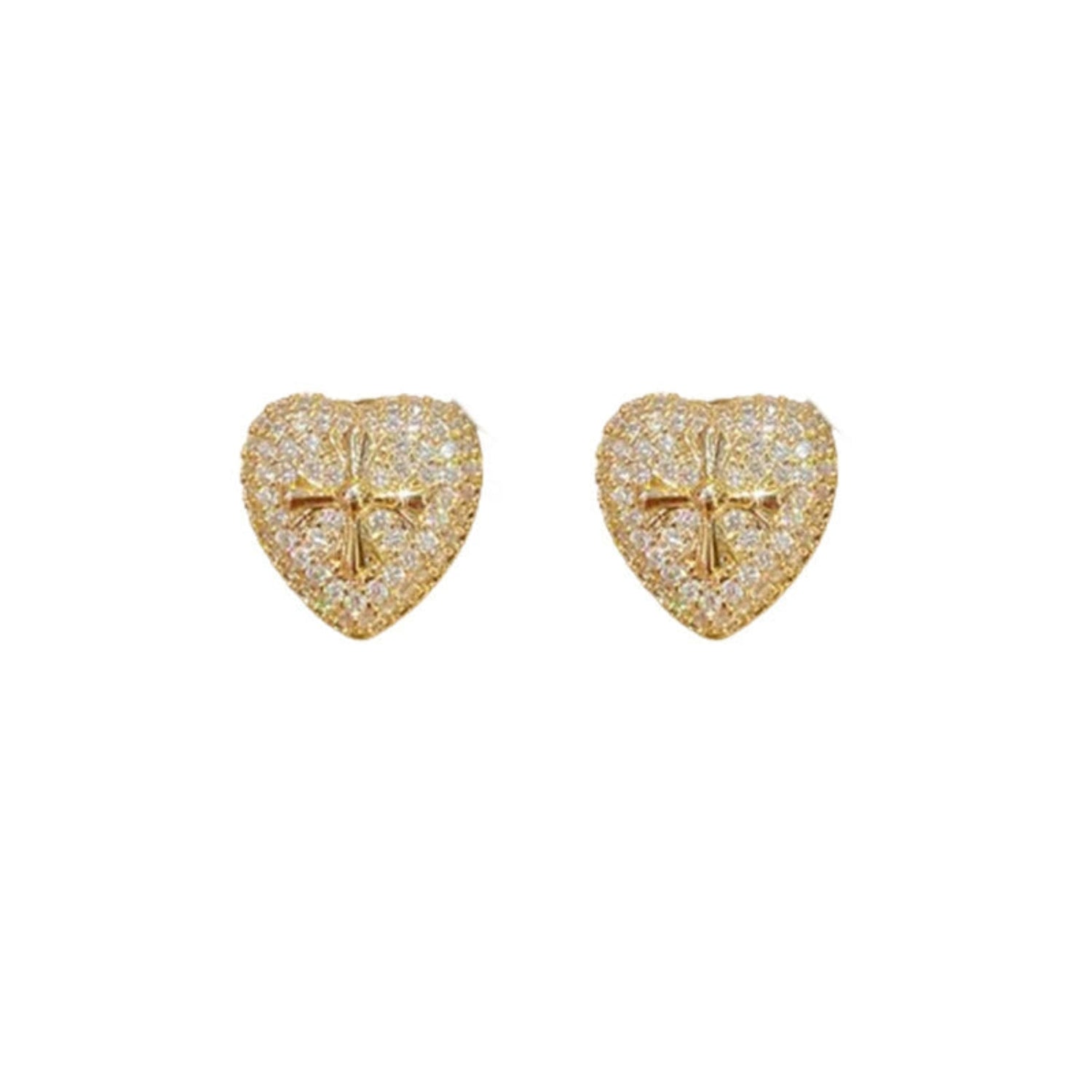 Gold Hollow Heart Stud Earrings JLT13543