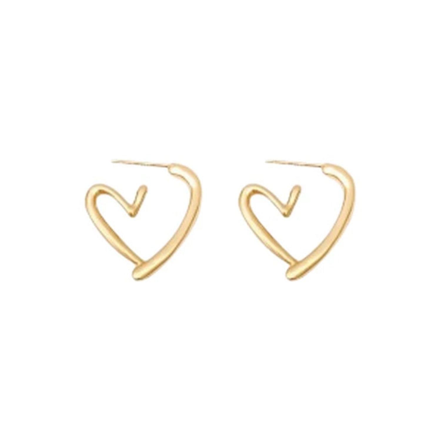 Crystal Heart Gold Stud Earrings JLT13544