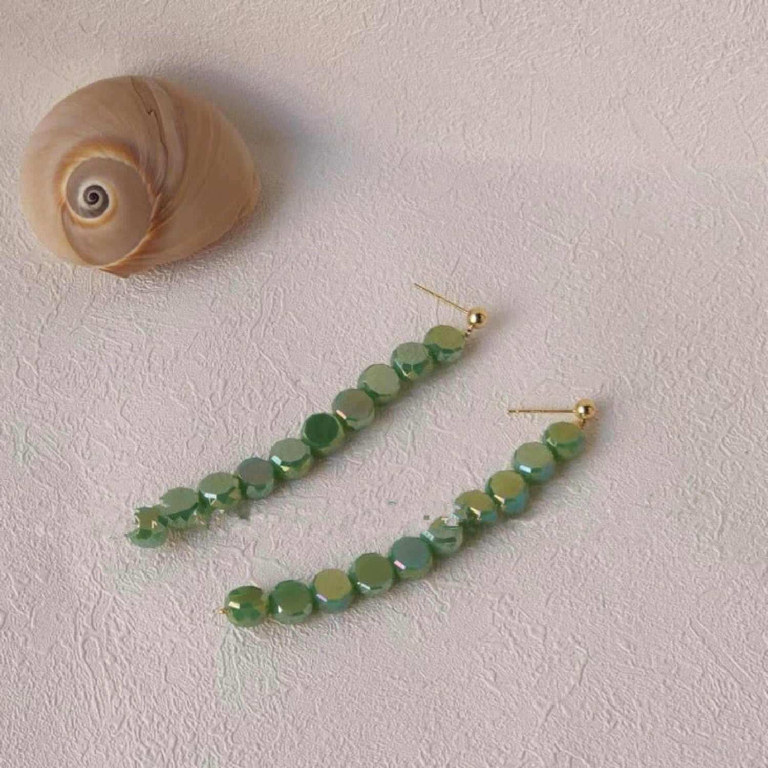 Green Crystal Beaded Drop Earrings JLT13545