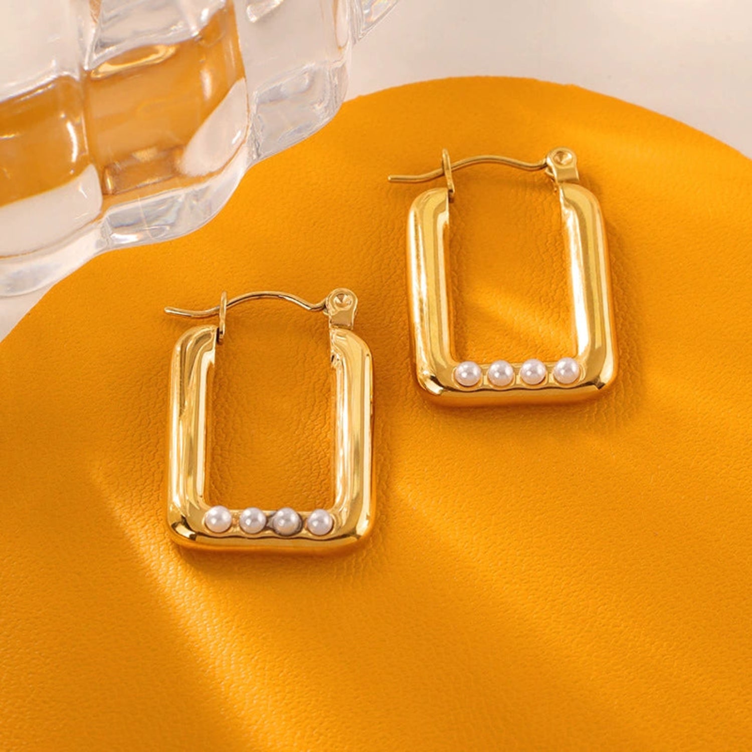 Rectangle Gold Hoop Earrings JLT13549