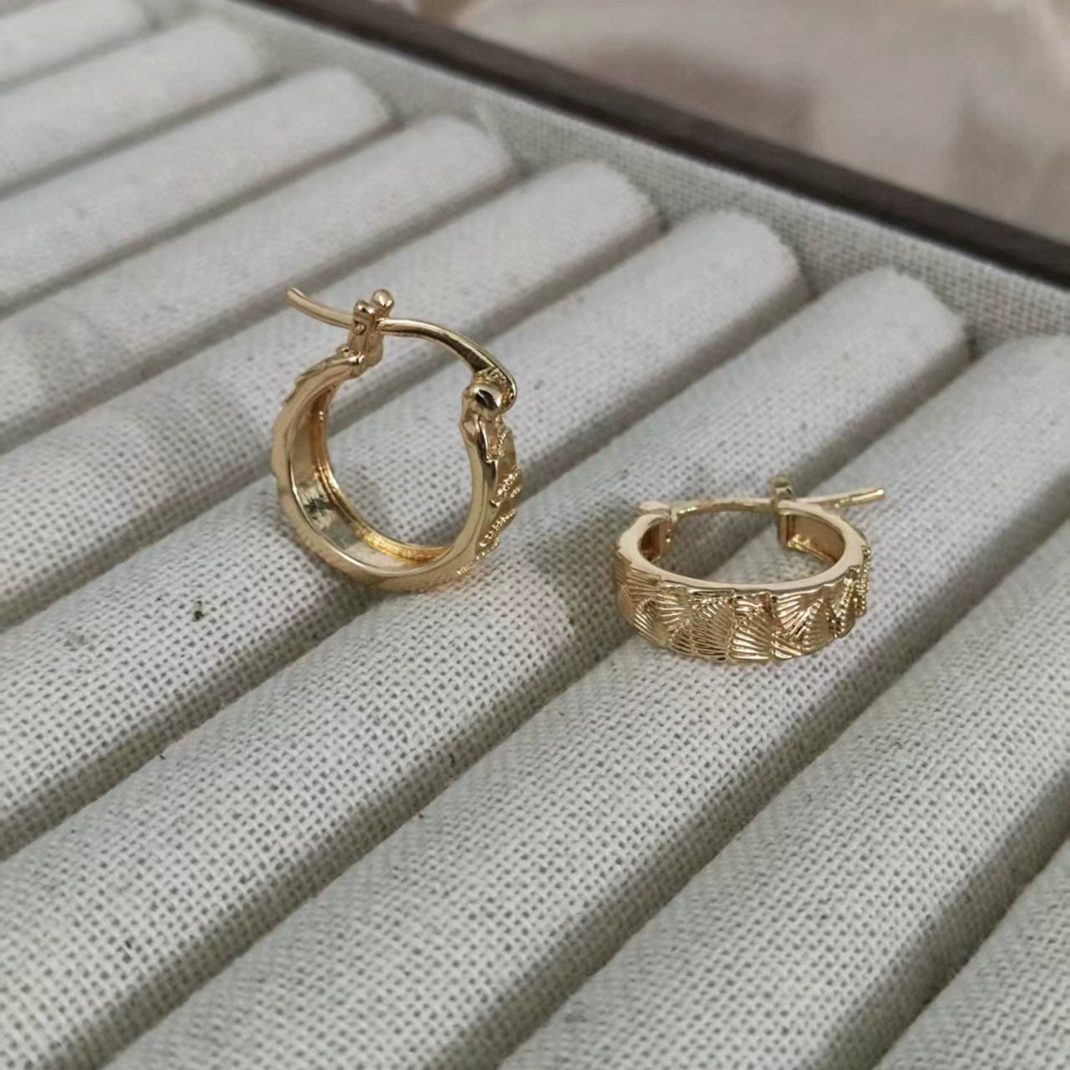 Textured Gold Huggie Hoop Earrings JLT13554