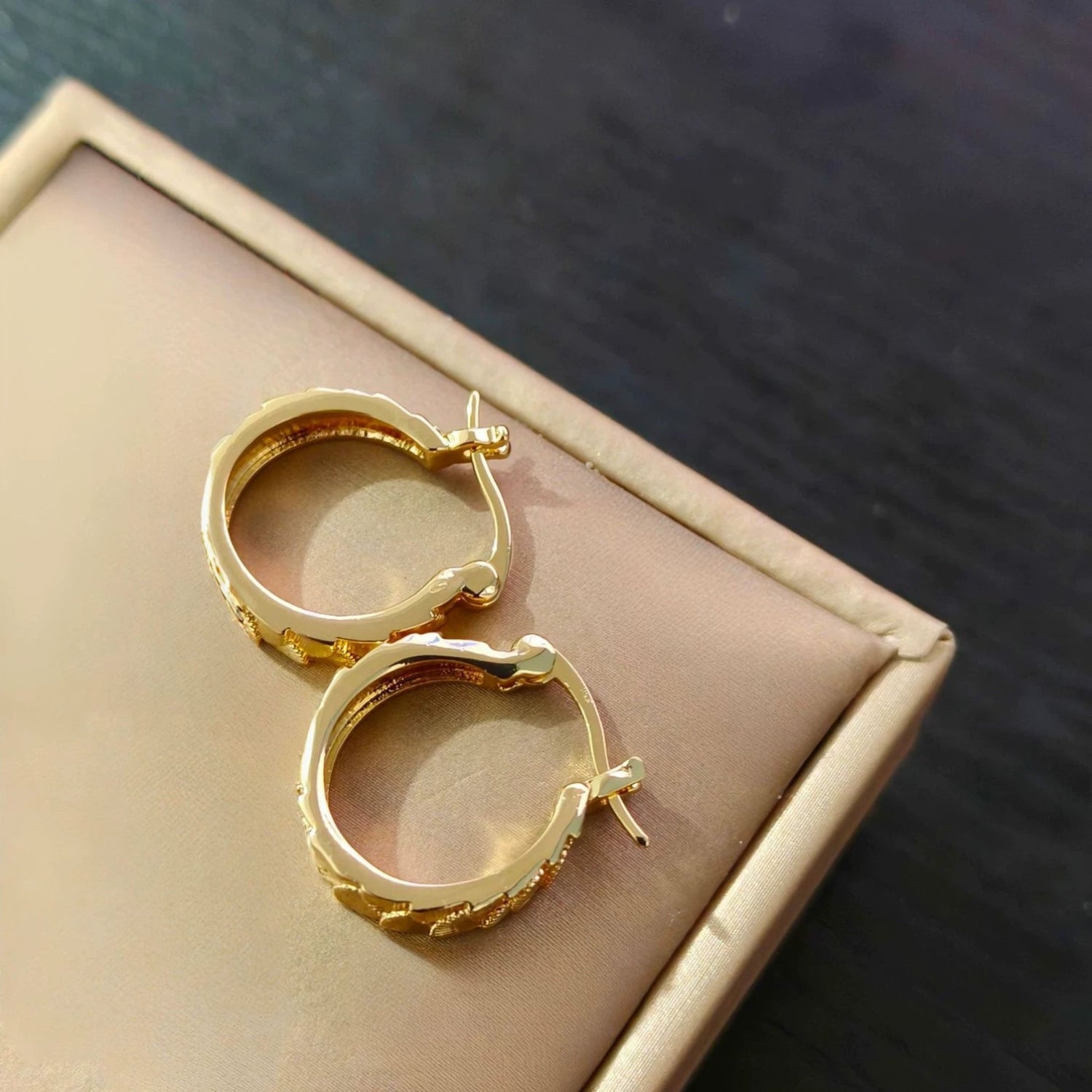 Textured Gold Huggie Hoop Earrings JLT13554