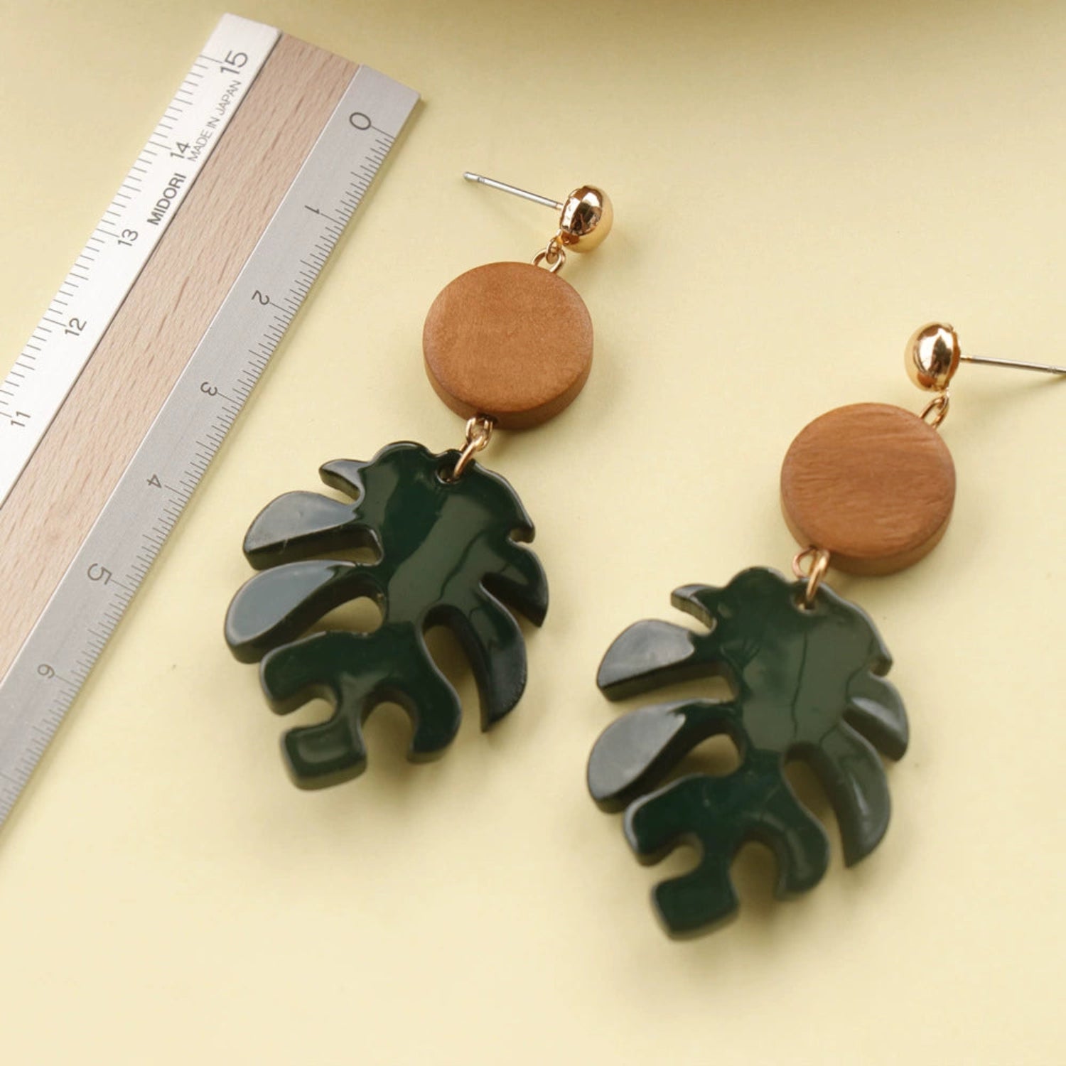 Monstera Leaf Wood Drop Earrings JLT13555