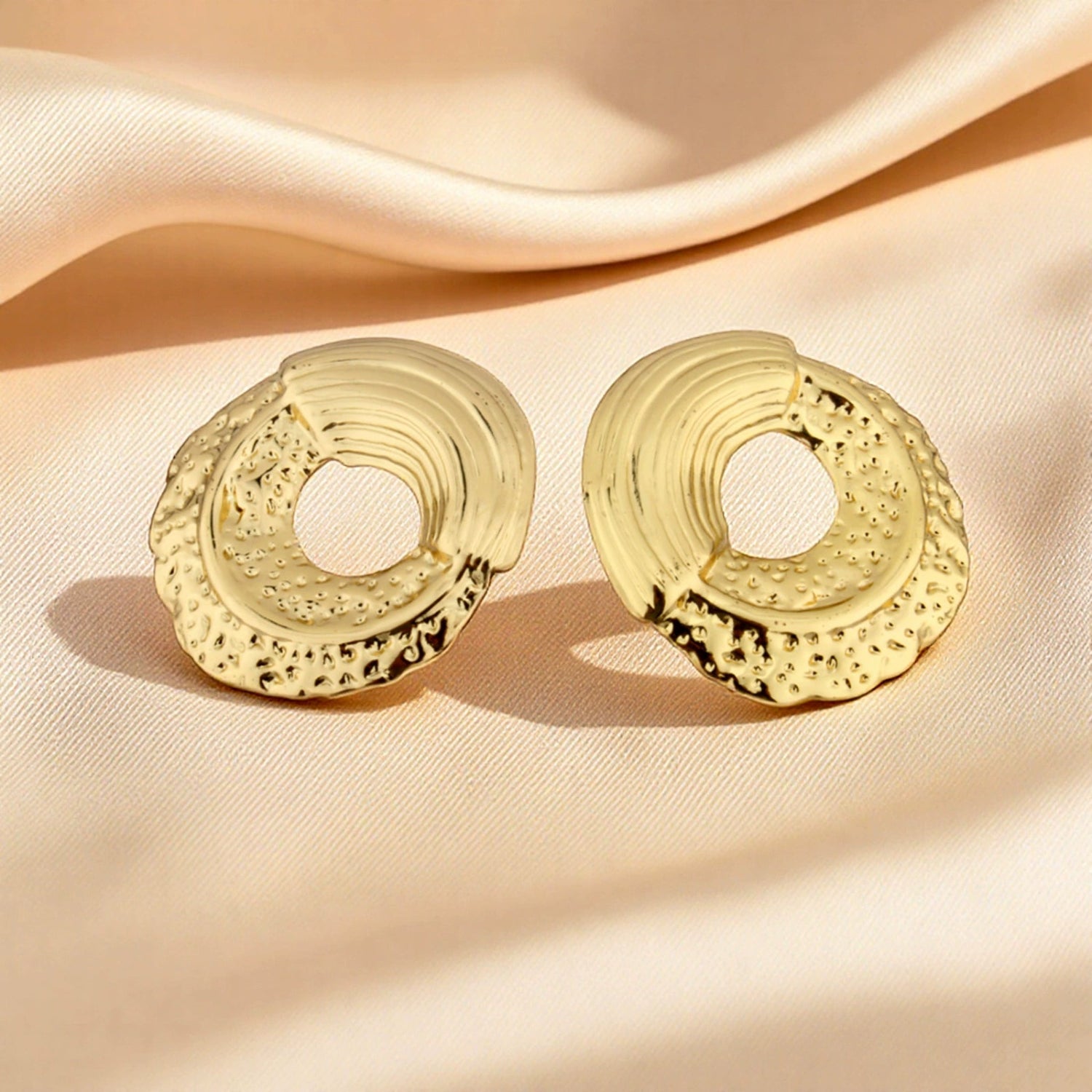 Textured Abstract Gold Stud Earrings JLT13557