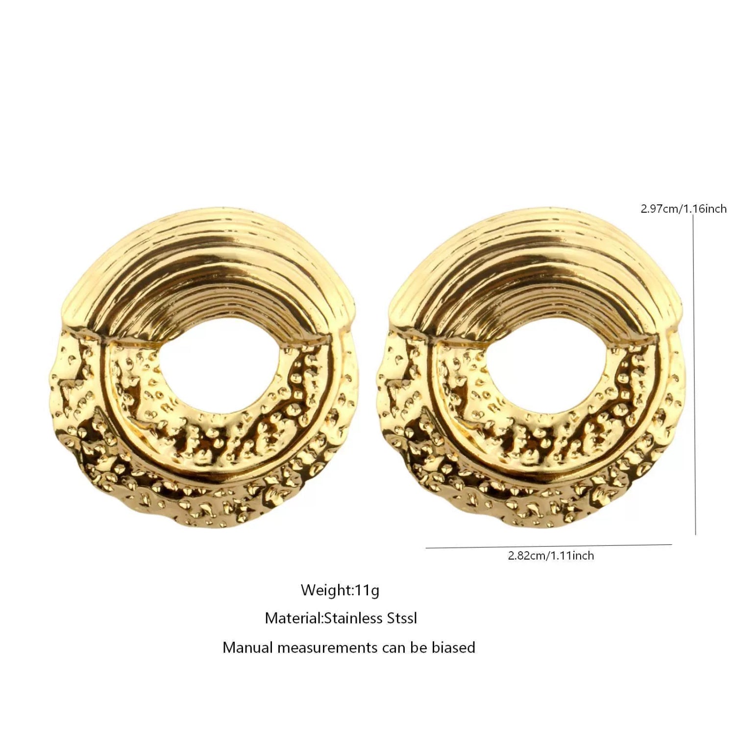 Textured Abstract Gold Stud Earrings JLT13557