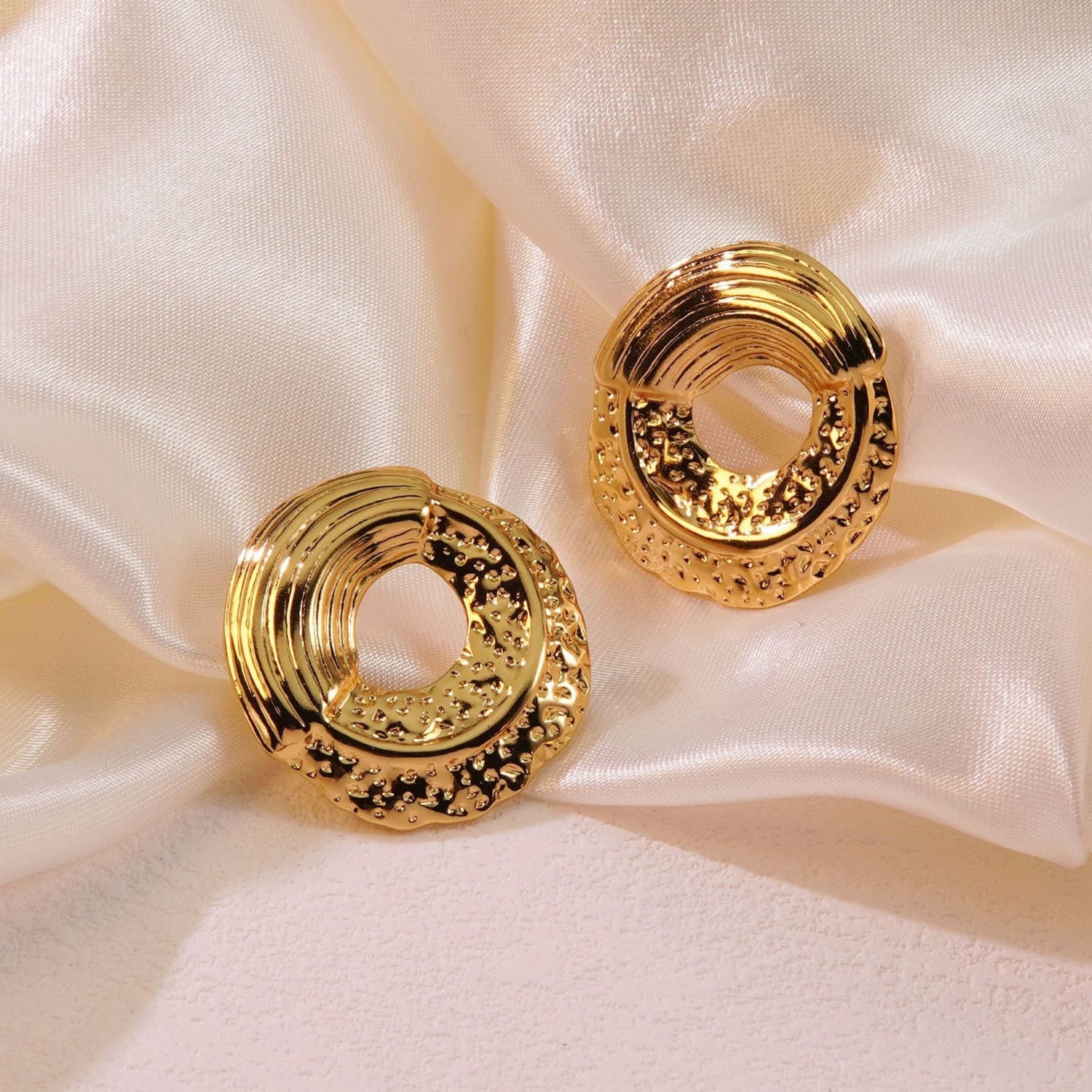 Textured Abstract Gold Stud Earrings JLT13557