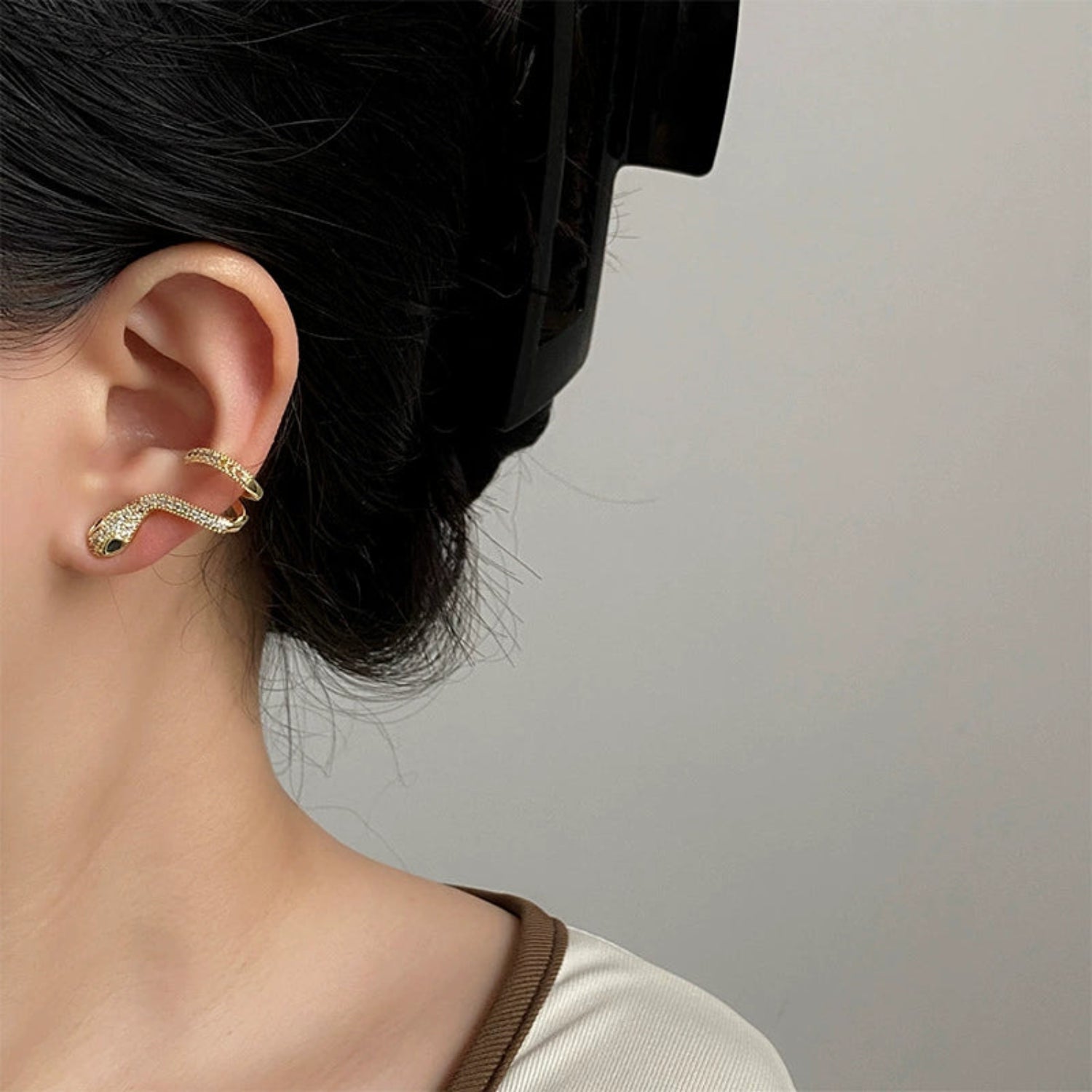 Crystal Pave Snake Wrap Earrings JLT13563