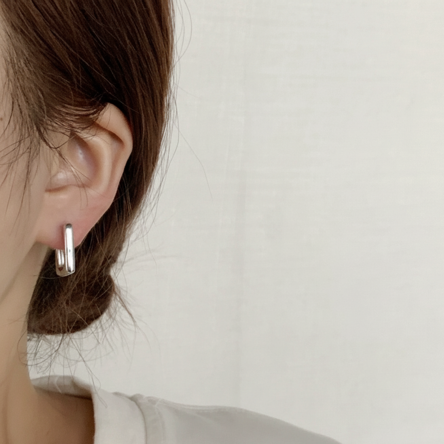 Minimalist Silver Square Hoop Earrings JLT13564
