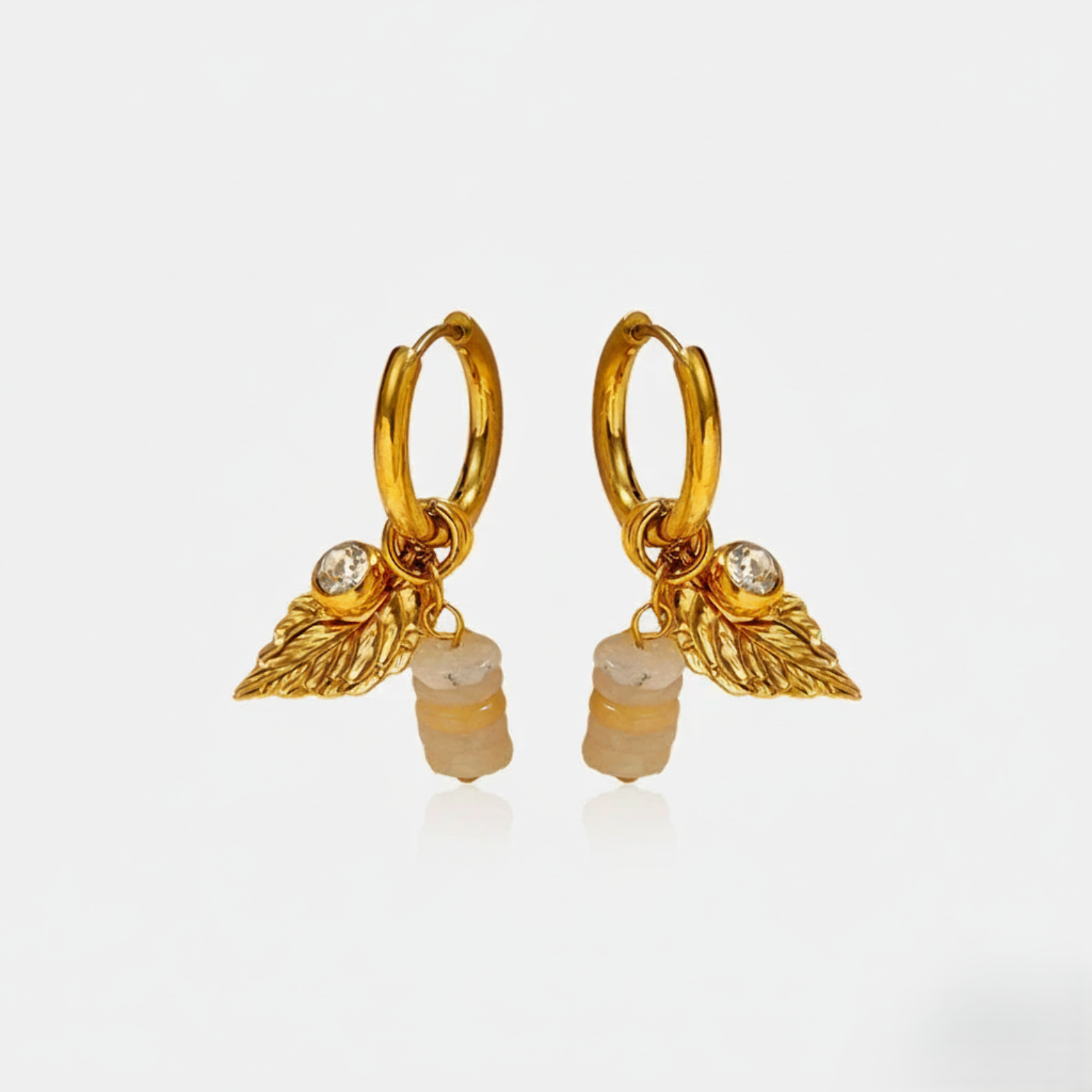 18K Gold Plated Gold Leaf and Citrine Charms JLT13573