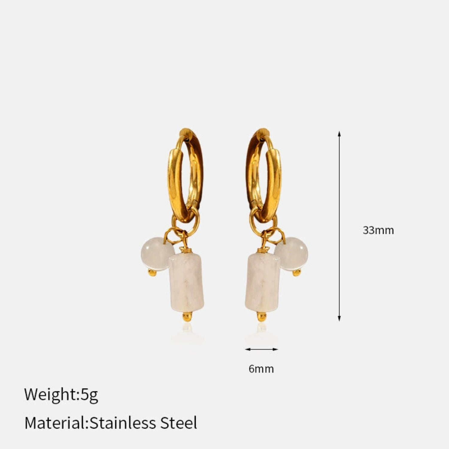 18K Gold Plated Gold Huggies with Quartz Charms JLT13574