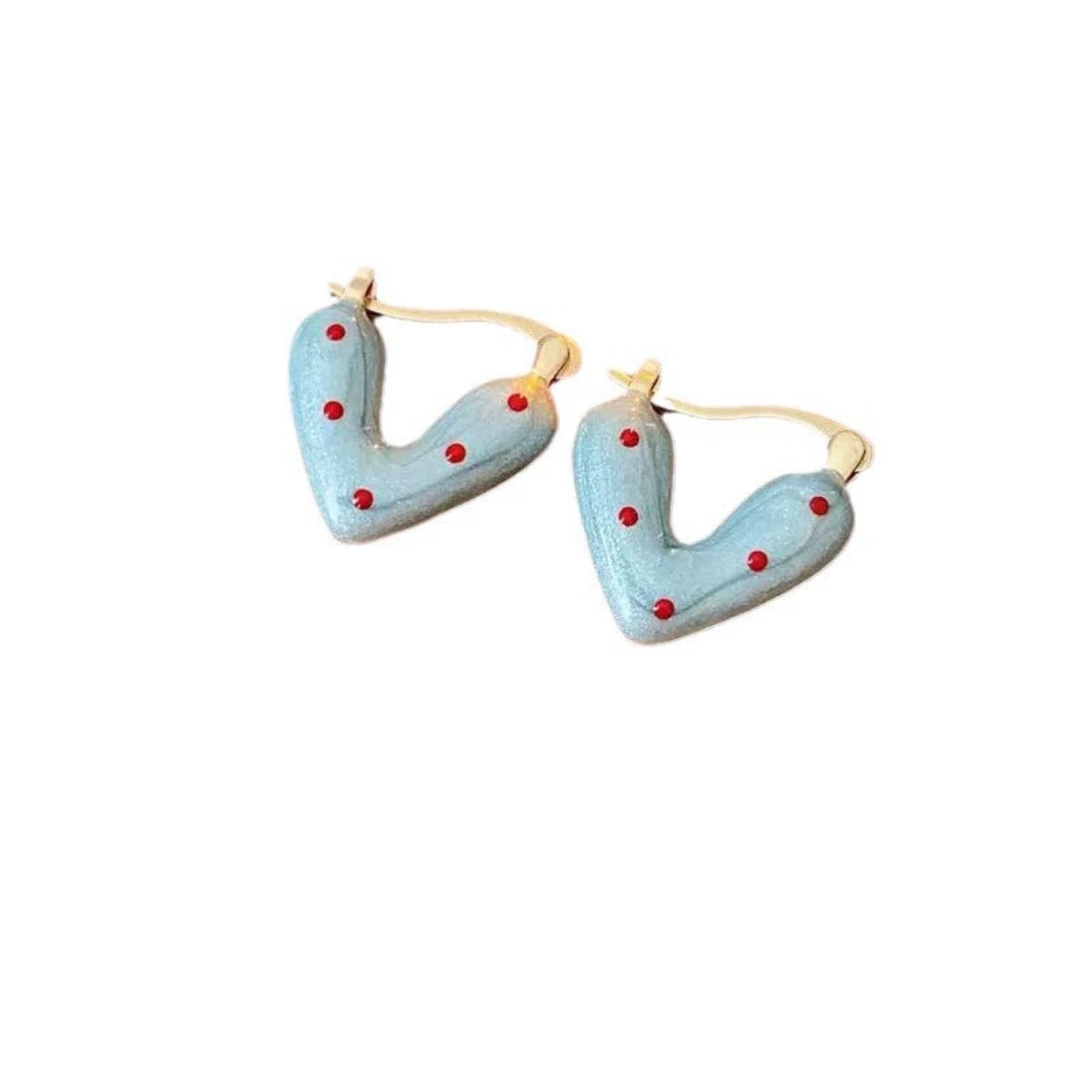 Blue Heart Red Polka Earrings JLT13579