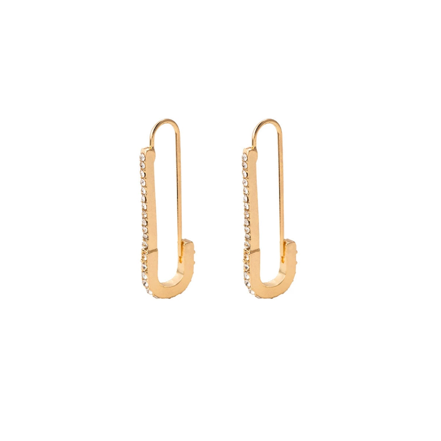 Gold Crystal Safety Pin Earrings JLT13580