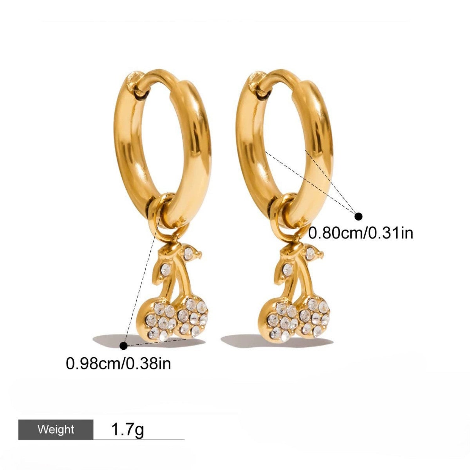 Gold Crystal Cherry Hoop Earrings JLT13592