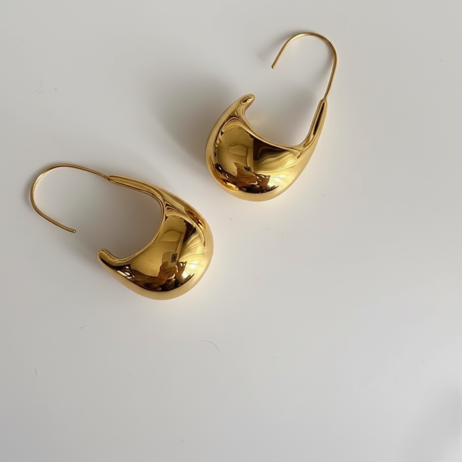 Gold Sculptural Crescent Hoop Earrings JLT13593