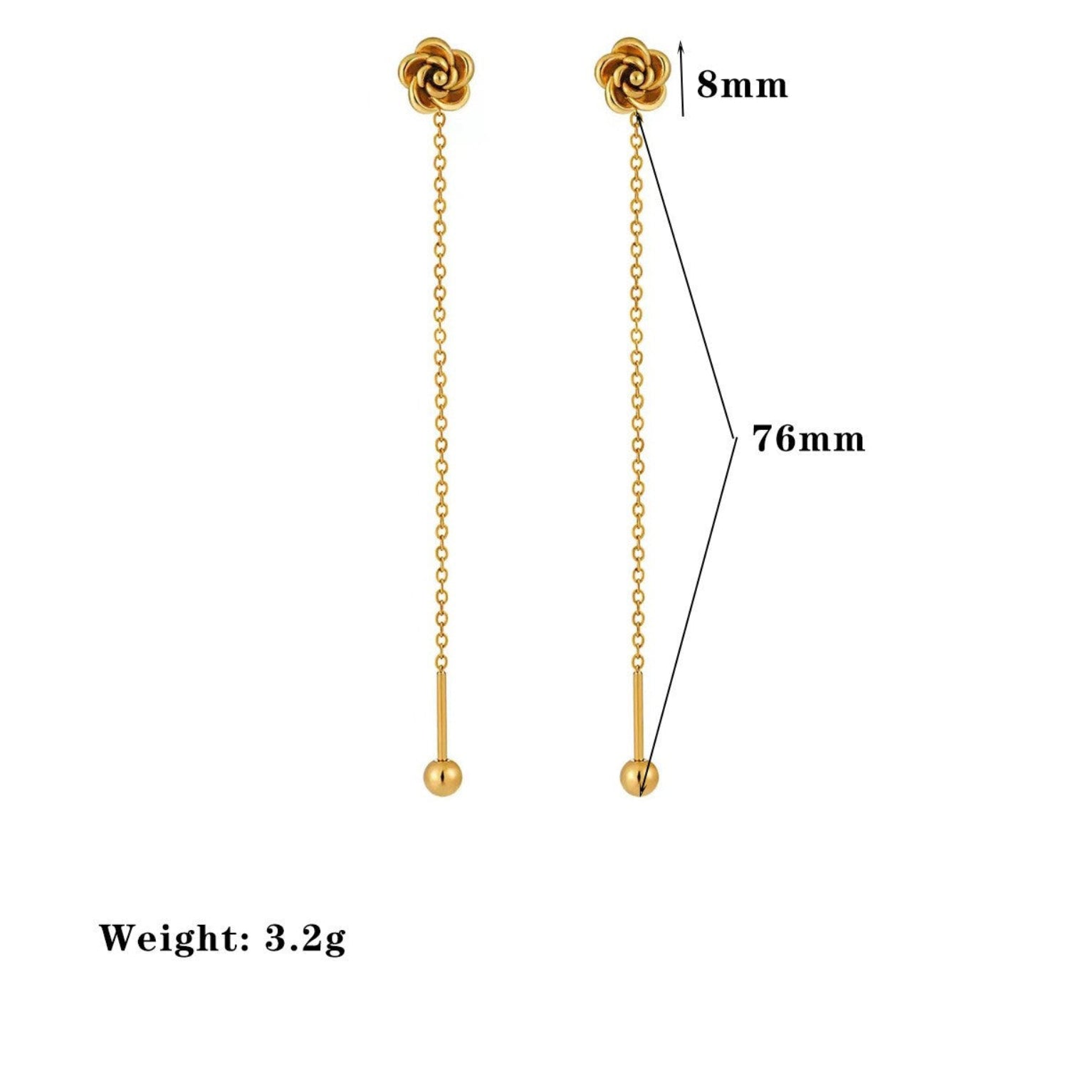 Gold Rose Drop Earrings JLT13667