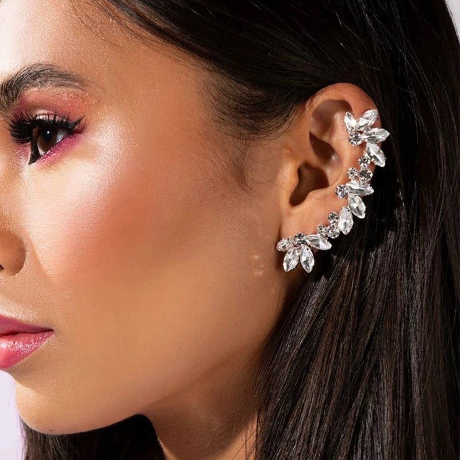 Sparkling Crystal Leaf Ear Climbers JLT13671