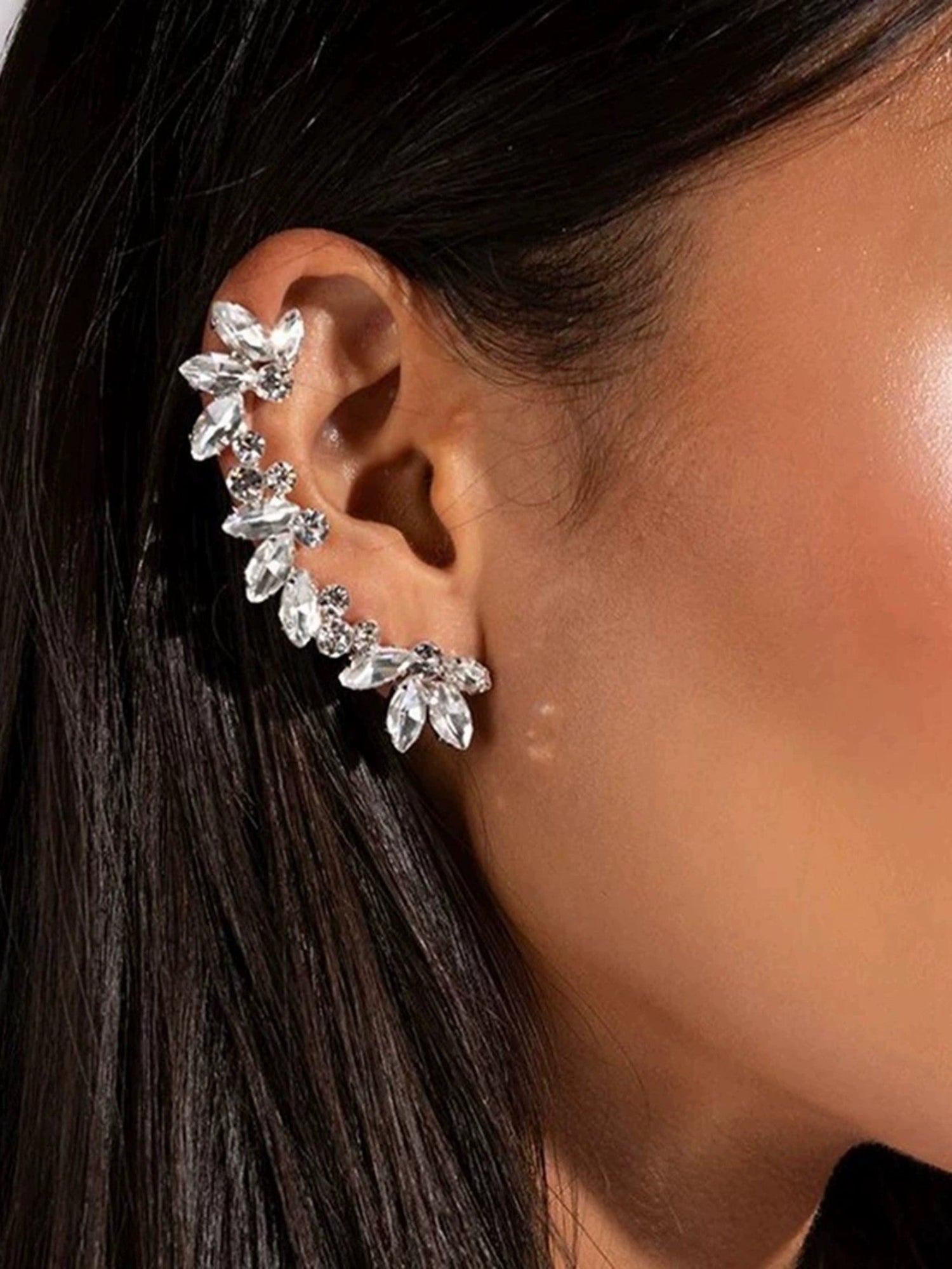 Sparkling Crystal Leaf Ear Climbers JLT13671