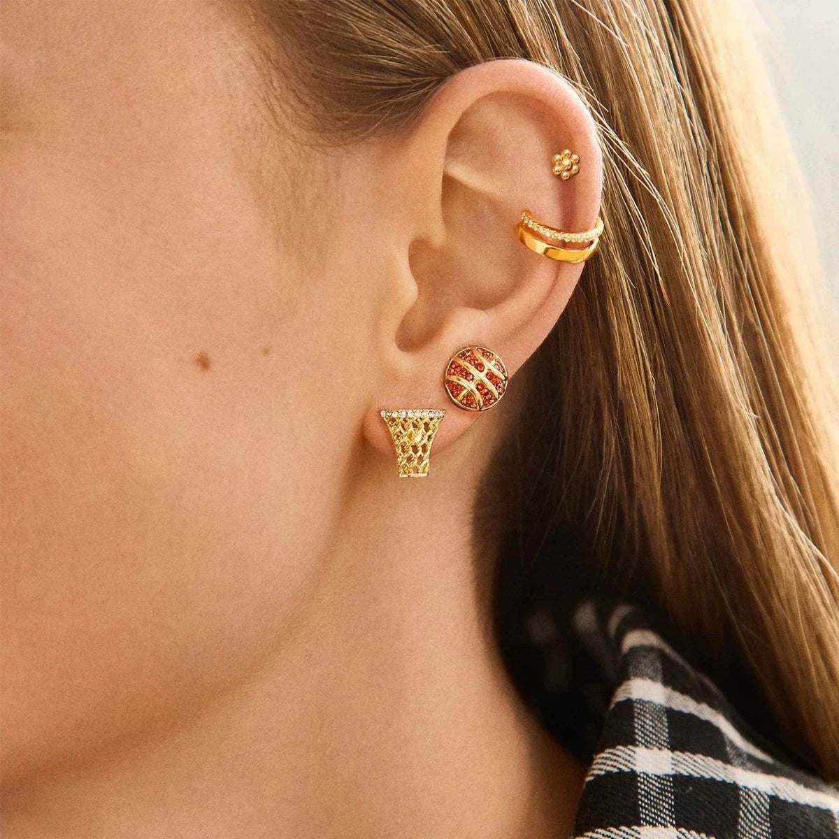 Gold Hammered Abstract Statement Earrings JLT13691