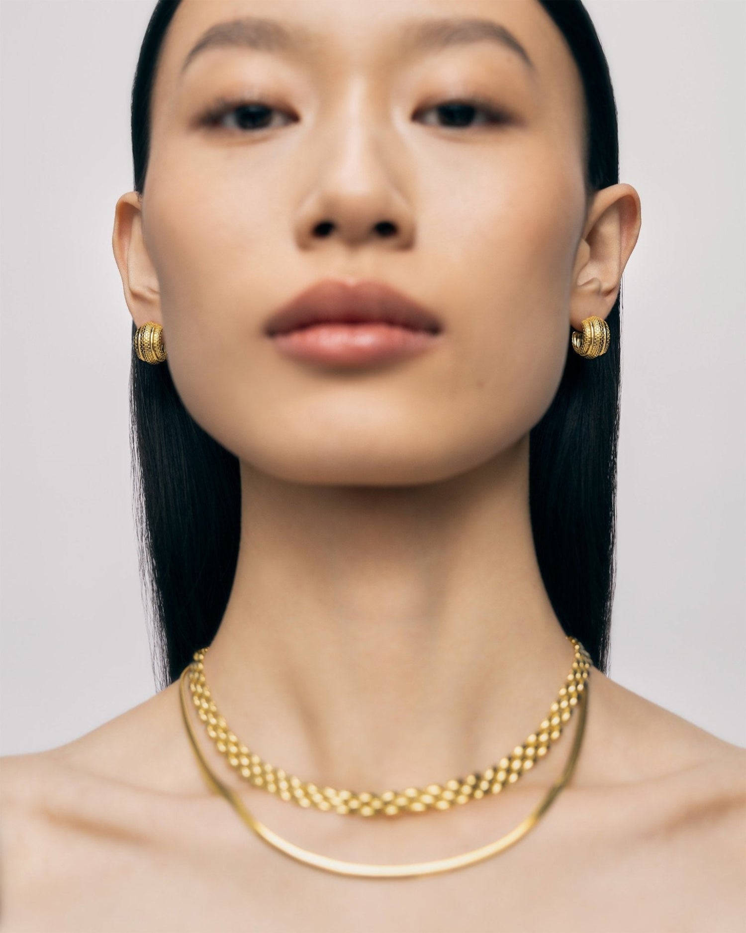 Textured Gold Brick Pattern Hoops JLT13693