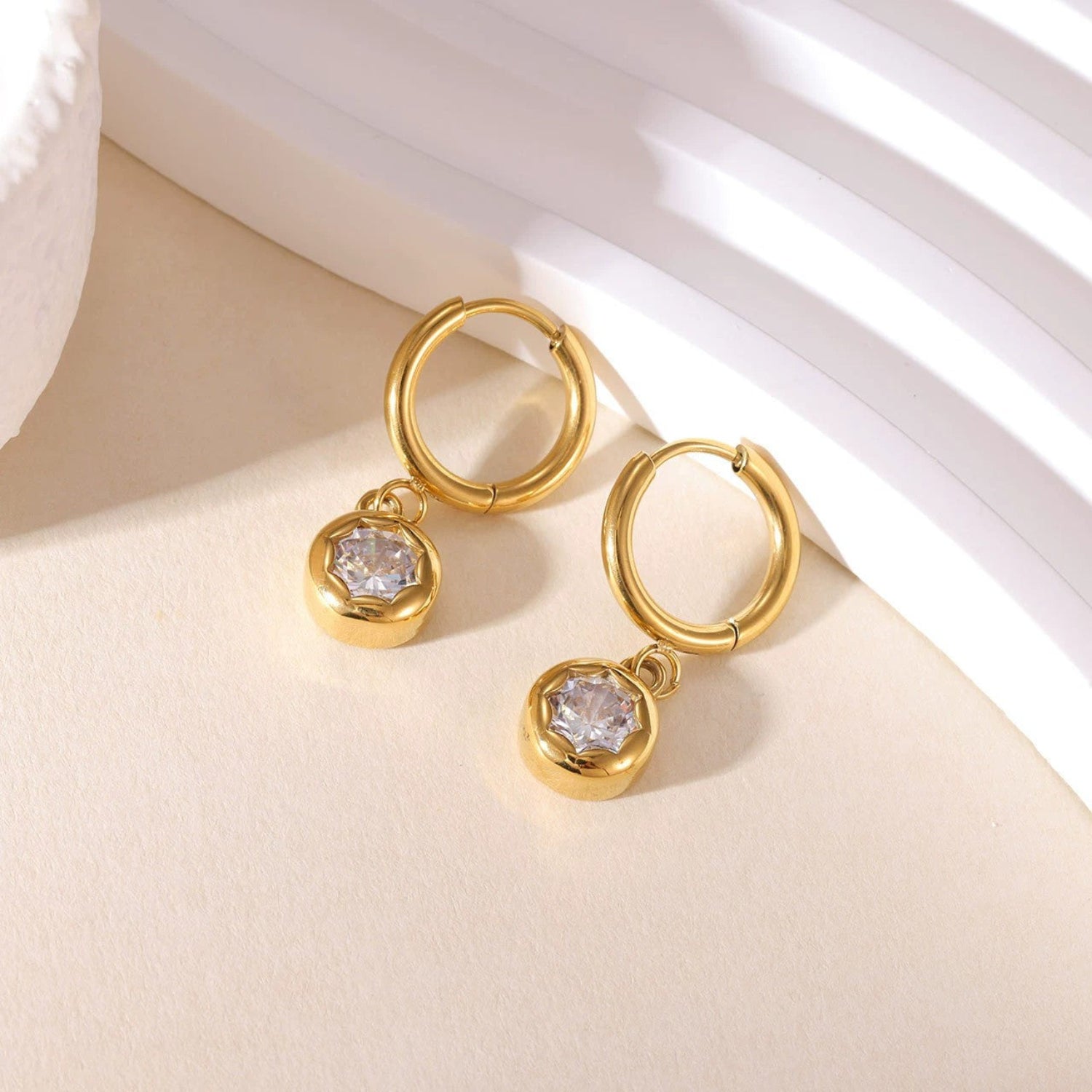 Gold Huggie Crystal Charm Earrings JLT13697