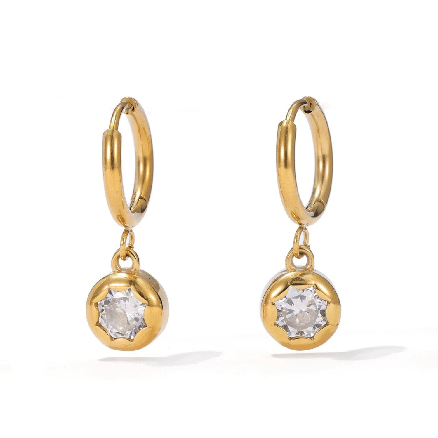 Gold Huggie Crystal Charm Earrings JLT13697