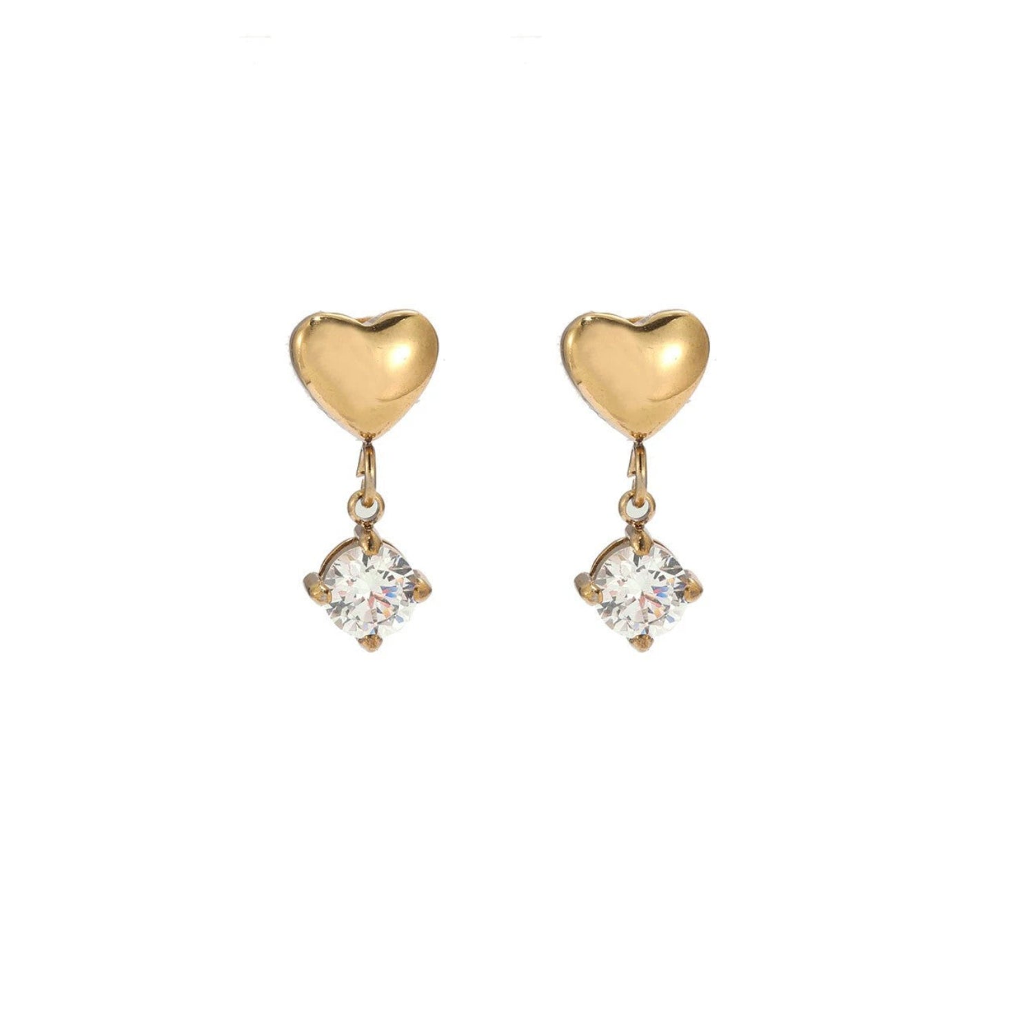 Gold Heart Crystal Drop Earrings JLT13699