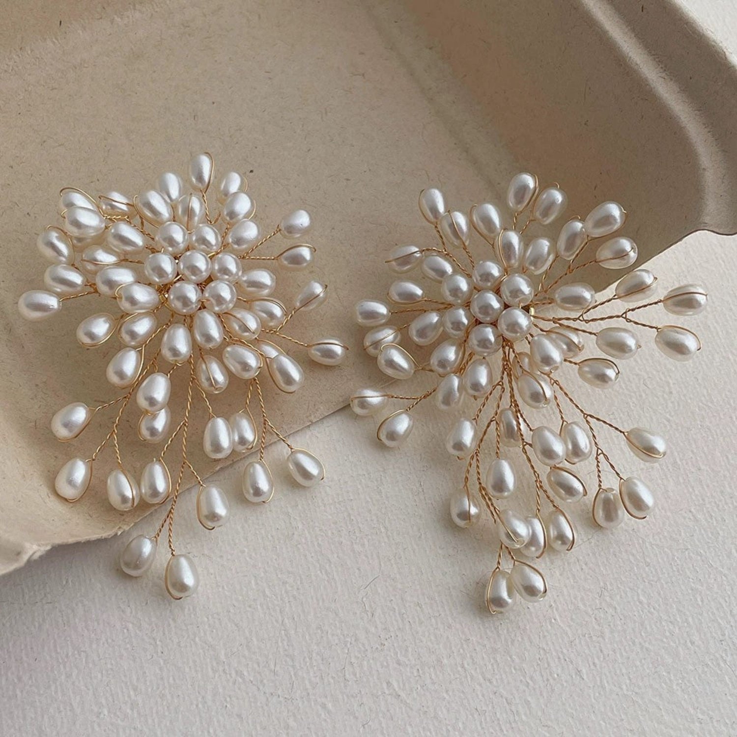 Intricate Wired Pearl Cluster Earrings JLT13701