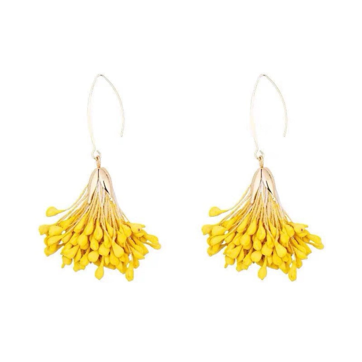 Mustard Yellow Floral Tassel Earrings JLT13704