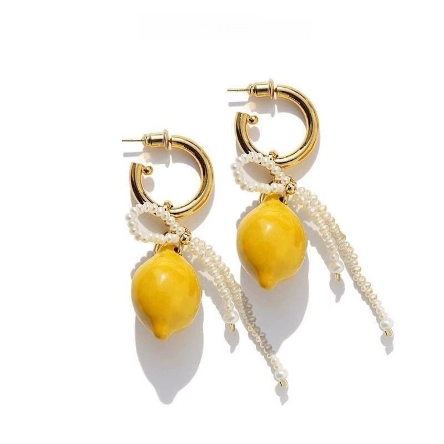Lemon Pearl Bow Hoop Earrings JLT13714
