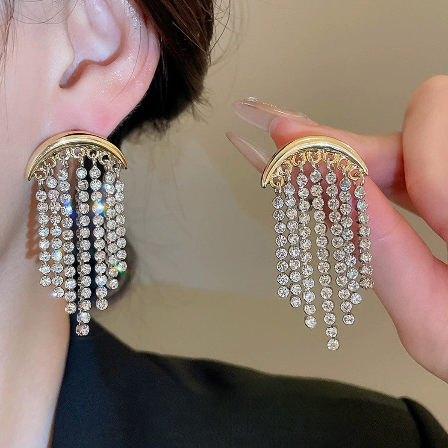 Dazzling Crystal Fringe Drop Earrings JLT13716