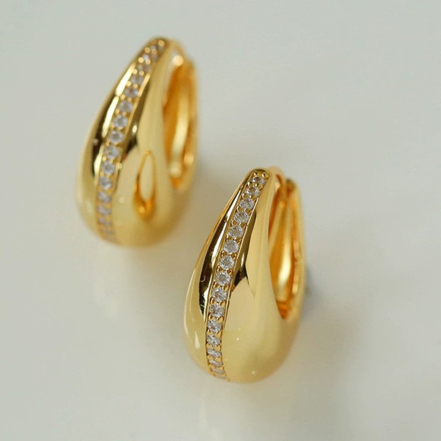 Gold Crystal Pavé Teardrop Hoops JLT13718