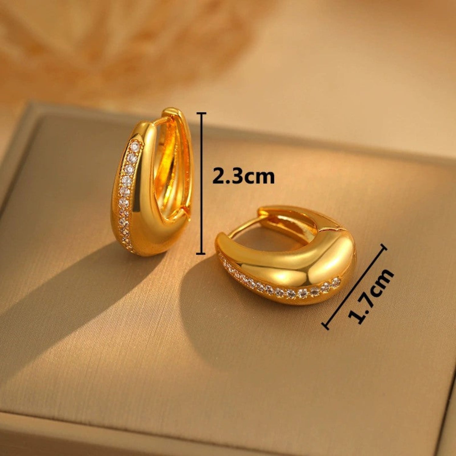 Gold Crystal Pavé Teardrop Hoops JLT13718