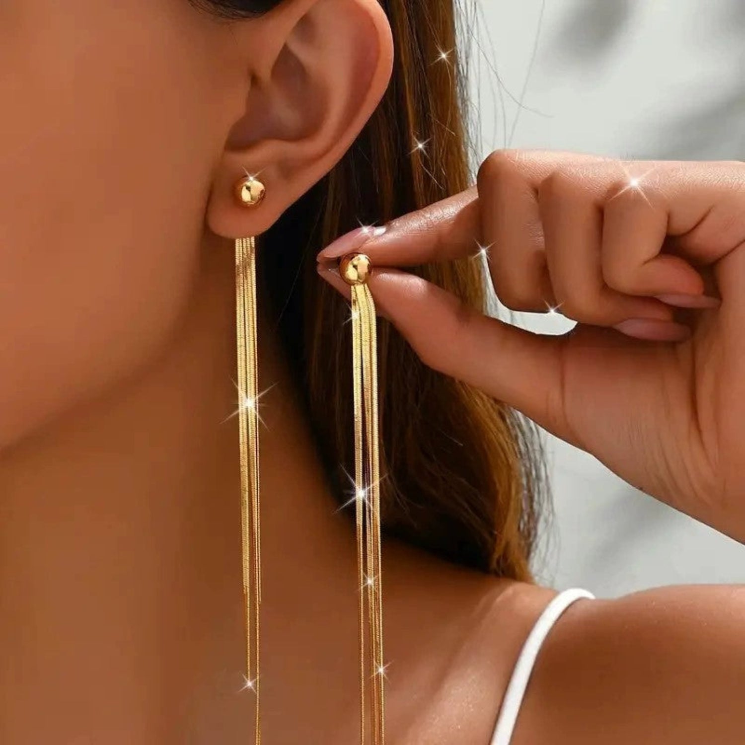 Long Gold Snake Chain Drops JLT13720