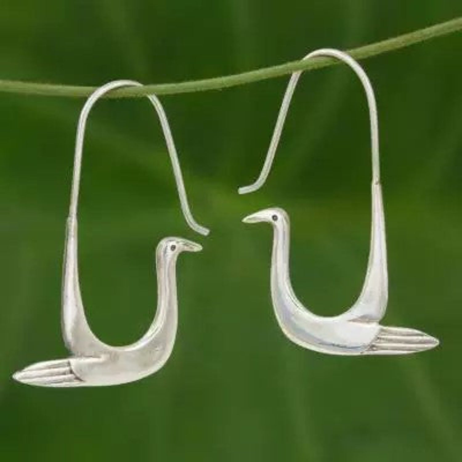 Elegant Silver Swan Hoop Earrings JLT13729