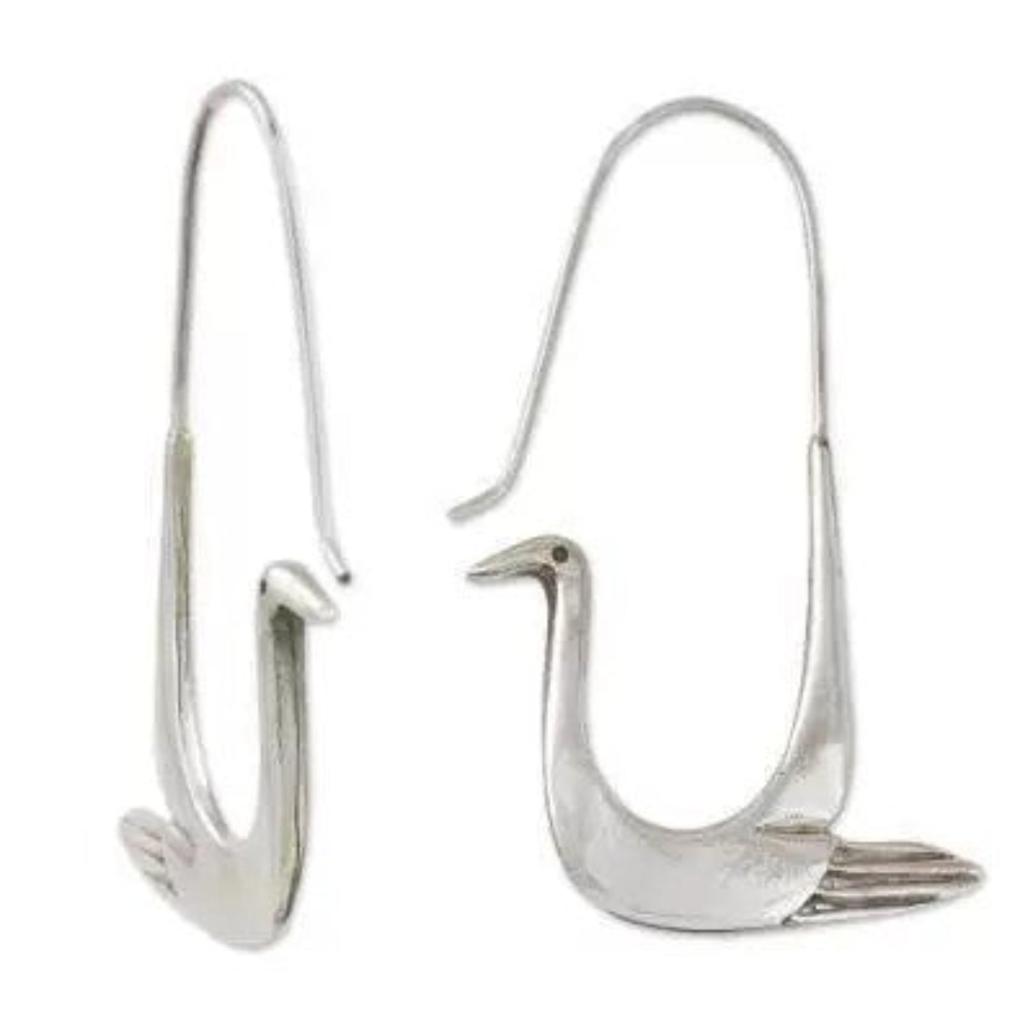 Elegant Silver Swan Hoop Earrings JLT13729