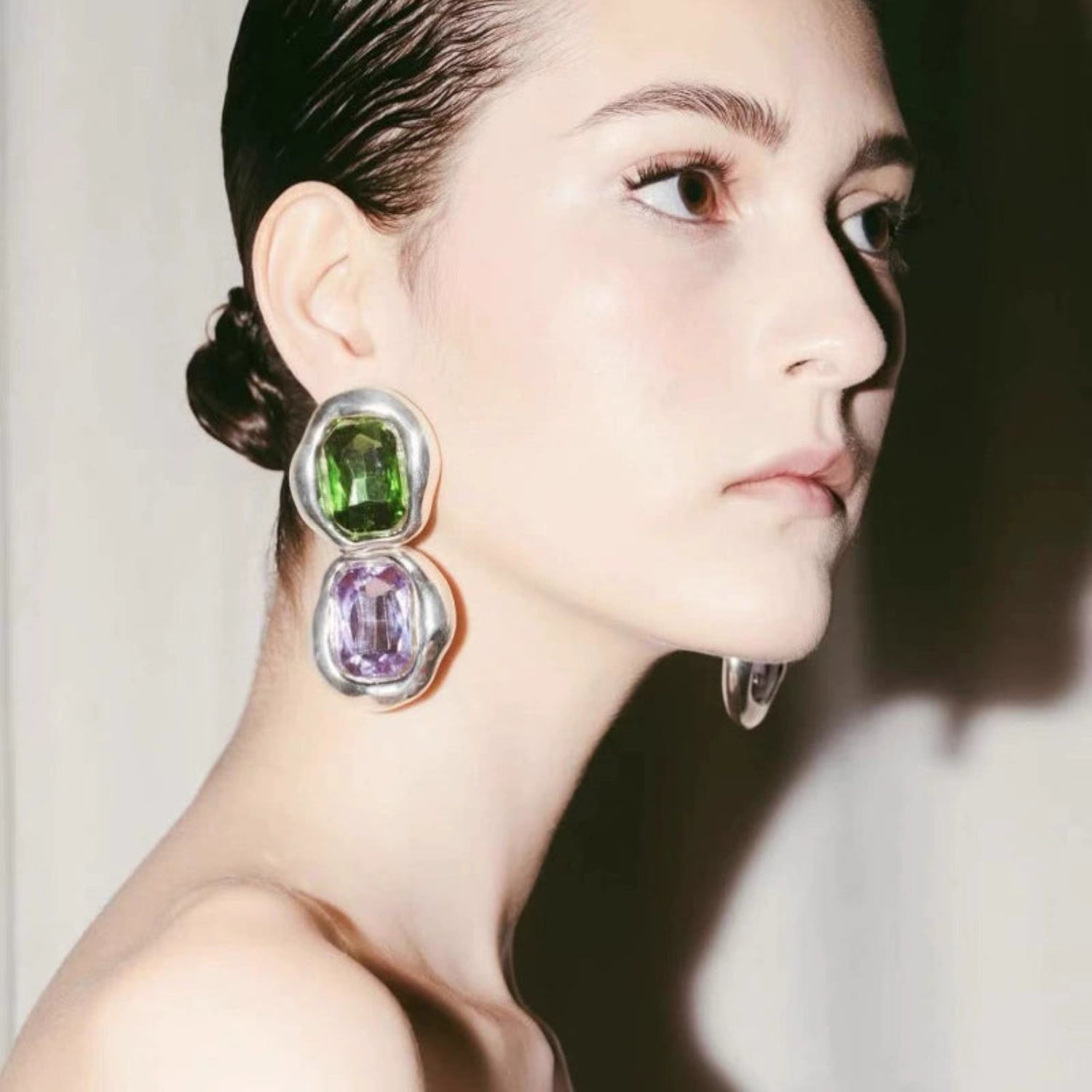 Emerald and Lavender Statment Earrings JLT13740